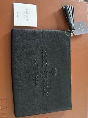 Kate Spade ❤️ New York Sienne Logo Black Large Tassel Pouch/Wristlet~ NWT